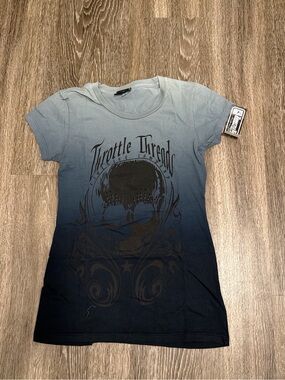 Women's Ombre Skull Tee - Black/Gray